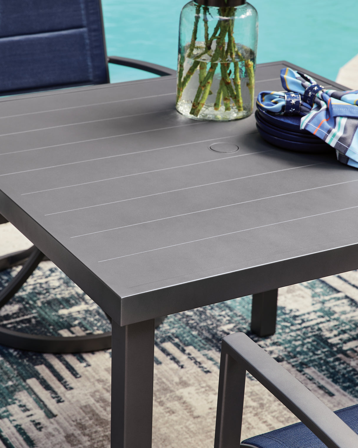 Rocky Creek Outdoor Dining Table and 4 Chairs in Gray from Ashley - Luna Furniture