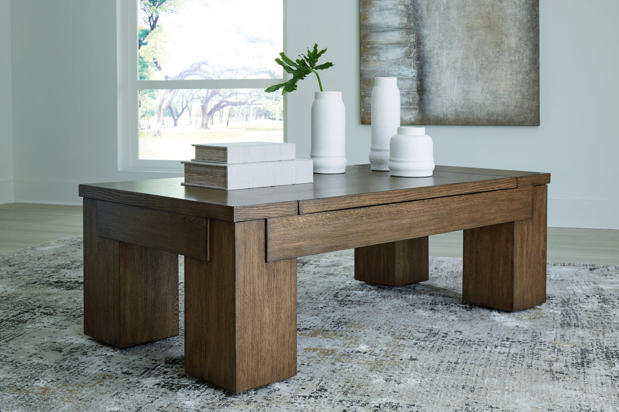 Rosswain Coffee Table with 2 End Tables in Warm Brown from Ashley - Luna Furniture