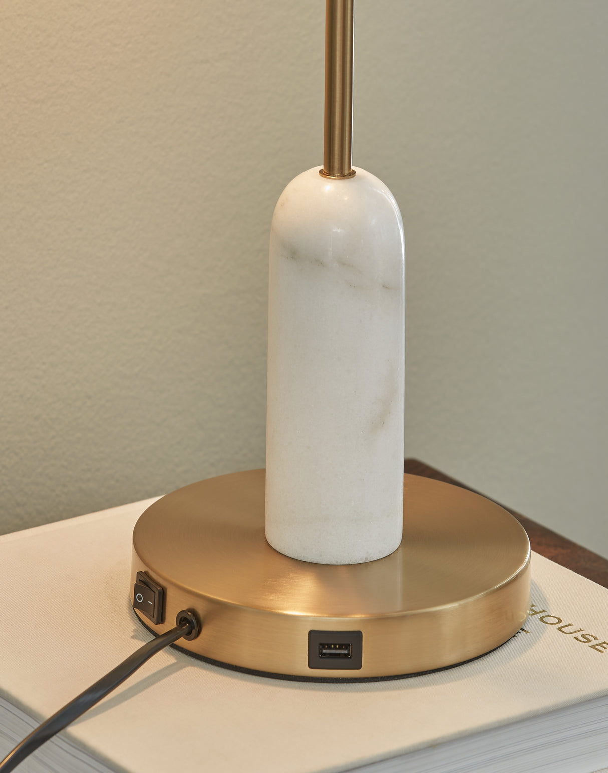 Rowleigh Gold Finish/White Desk Lamp from Ashley - Luna Furniture