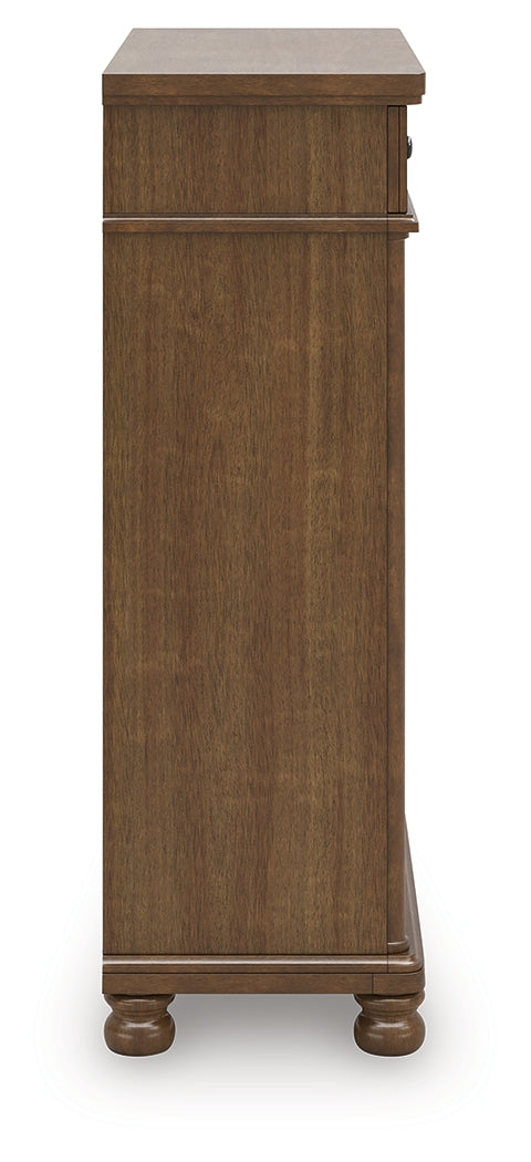 Rowlenstown California King Poster Bed with Dresser and Chest in Brown from Ashley Furniture - Luna Furniture