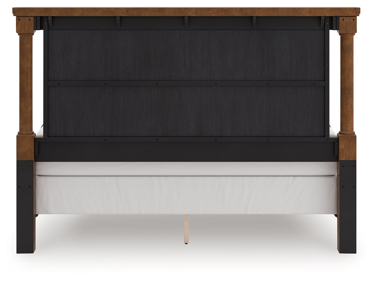 Rowlenstown California King Poster Bed with Dresser and Chest in Brown from Ashley Furniture - Luna Furniture