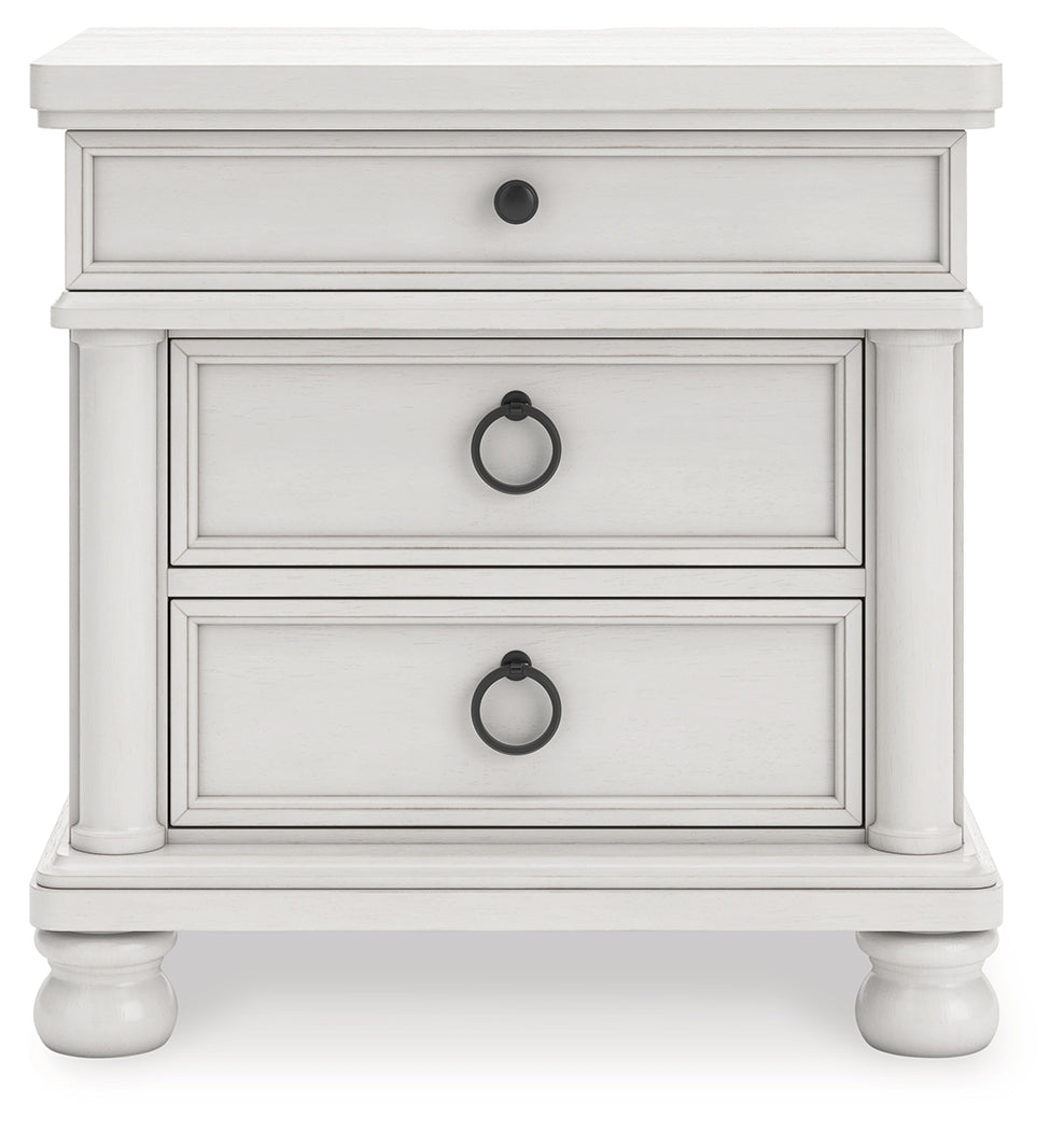 Rowlenstown California King Poster Bed with Dresser and Nightstand in Antique White from Ashley - Luna Furniture