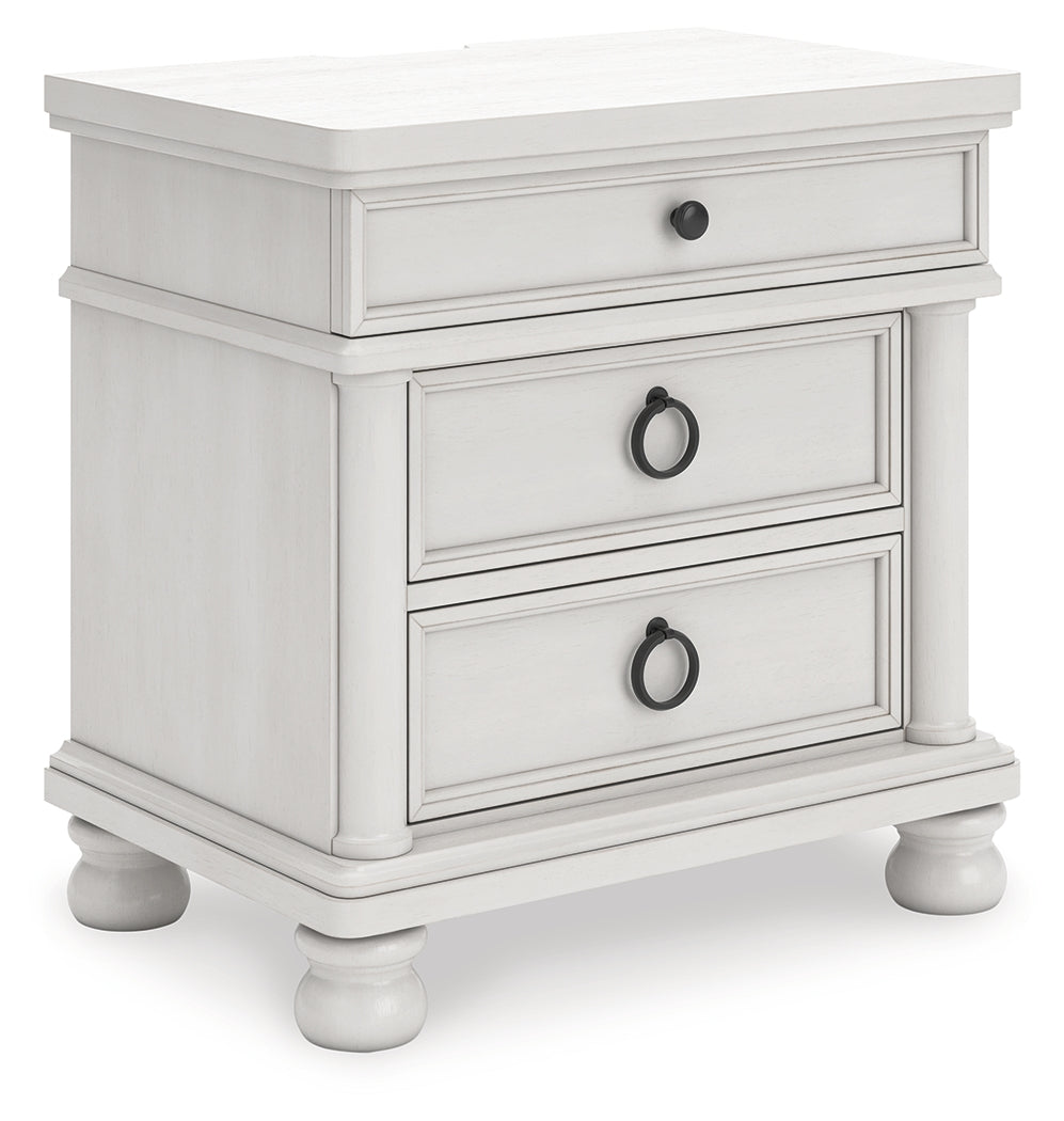 Rowlenstown California King Poster Bed with Dresser and Nightstand in Antique White from Ashley - Luna Furniture