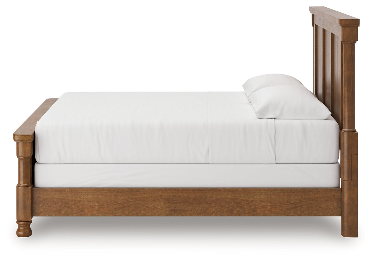 Rowlenstown California King Poster Bed with Dresser and Nightstand in Brown from Ashley Furniture - Luna Furniture