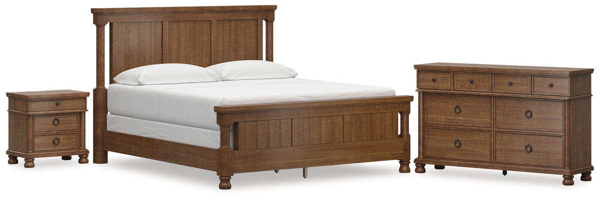 Rowlenstown California King Poster Bed with Dresser and Nightstand in Brown from Ashley Furniture - Luna Furniture