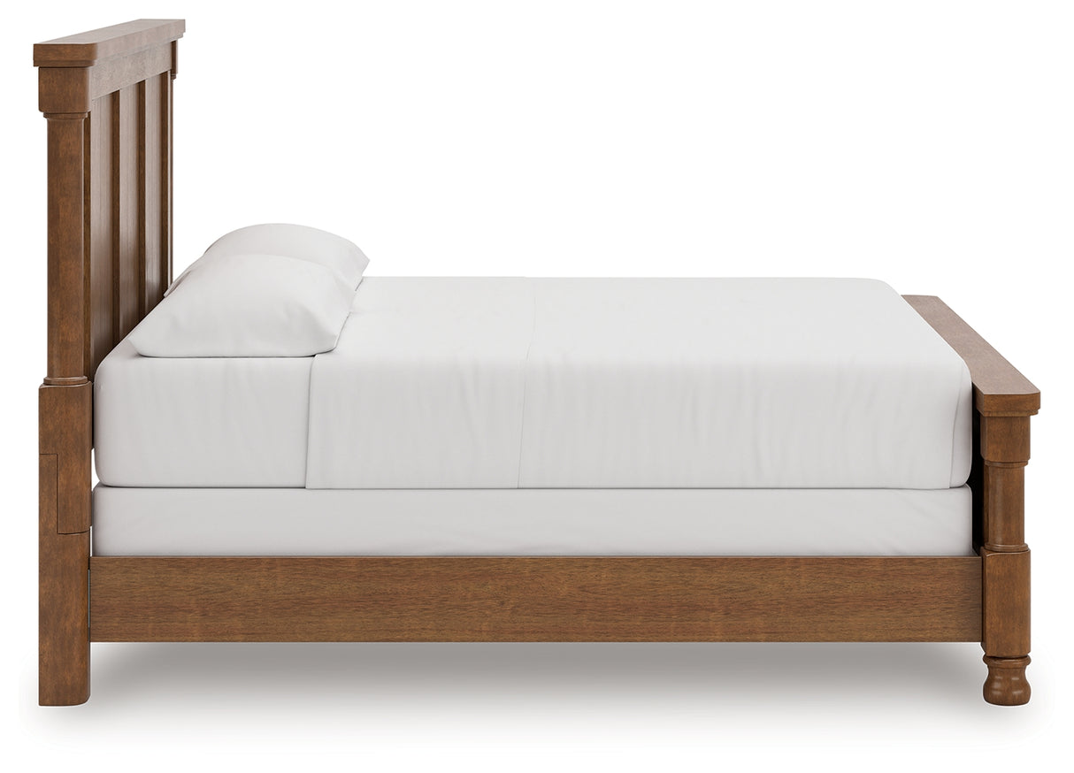 Rowlenstown California King Poster Bed with Dresser and Nightstand in Brown from Ashley Furniture - Luna Furniture