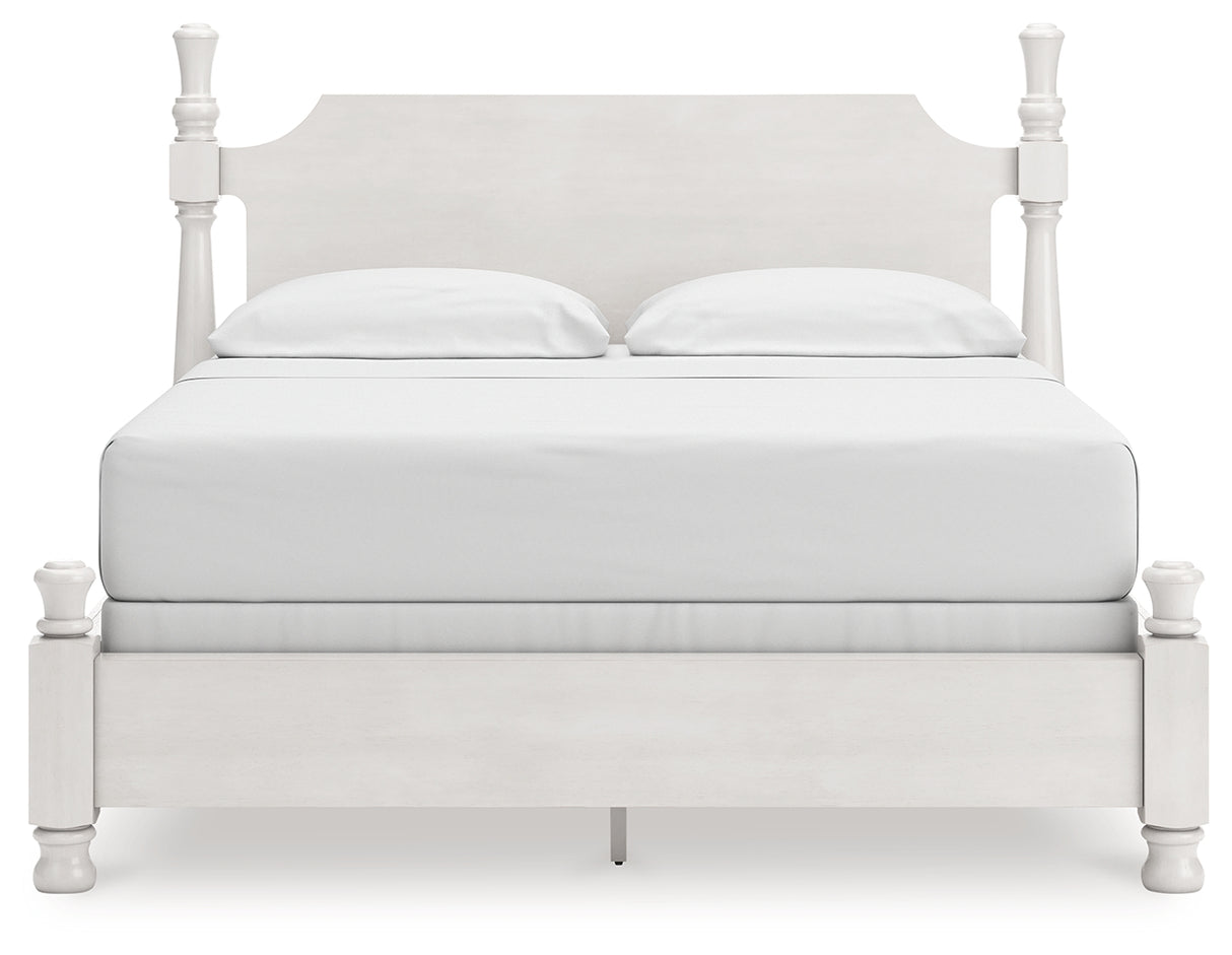 Rowlenstown California King Poster Bed with Dresser in Antique White from Ashley - Luna Furniture