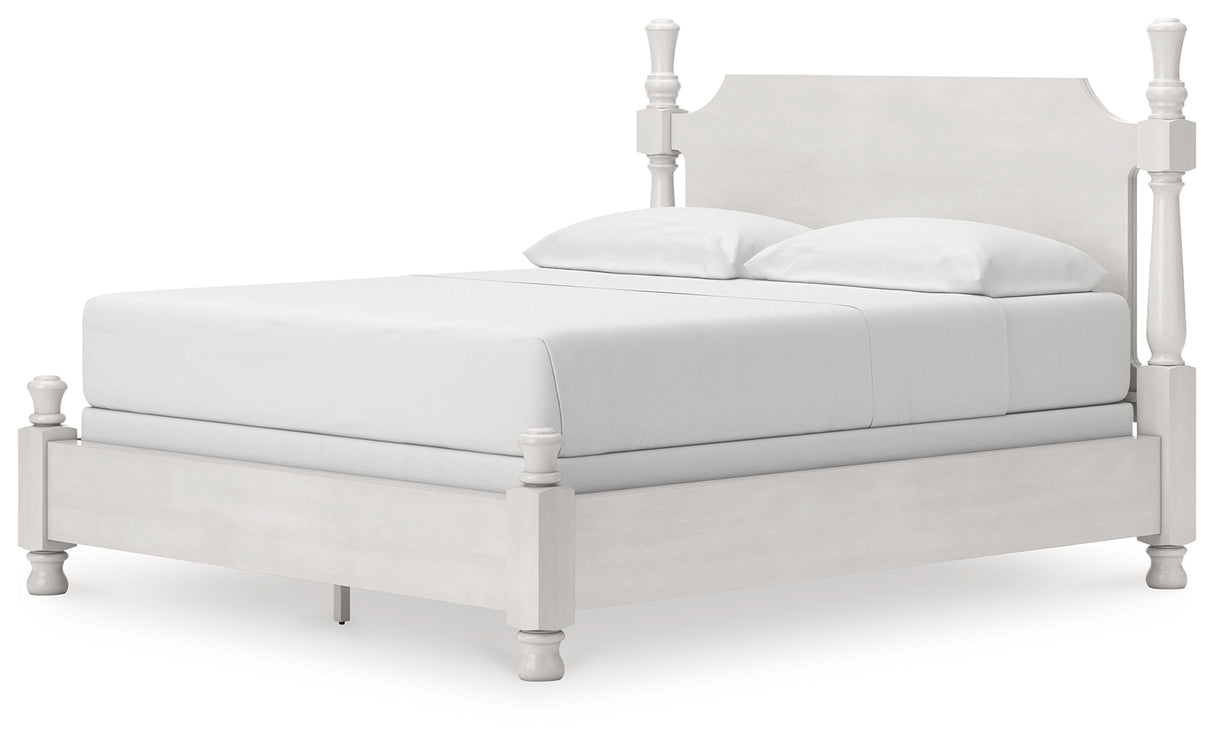 Rowlenstown California King Poster Bed with Dresser in Antique White from Ashley - Luna Furniture