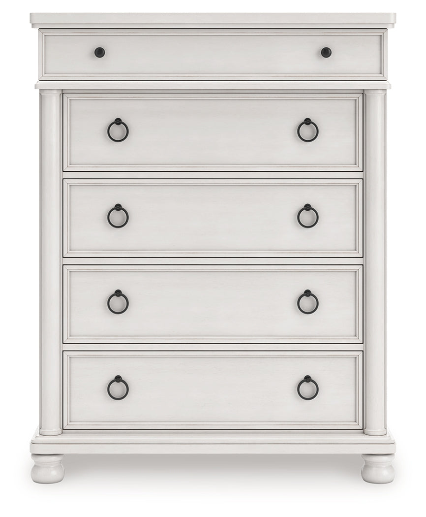 Rowlenstown Queen Poster Bed with Dresser and Chest in Antique White from Ashley - Luna Furniture