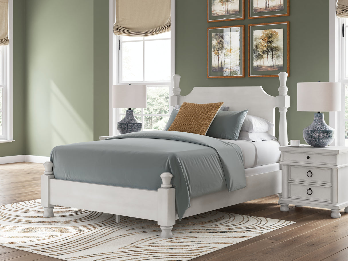 Rowlenstown Queen Poster Bed with Dresser in Antique White from Ashley - Luna Furniture