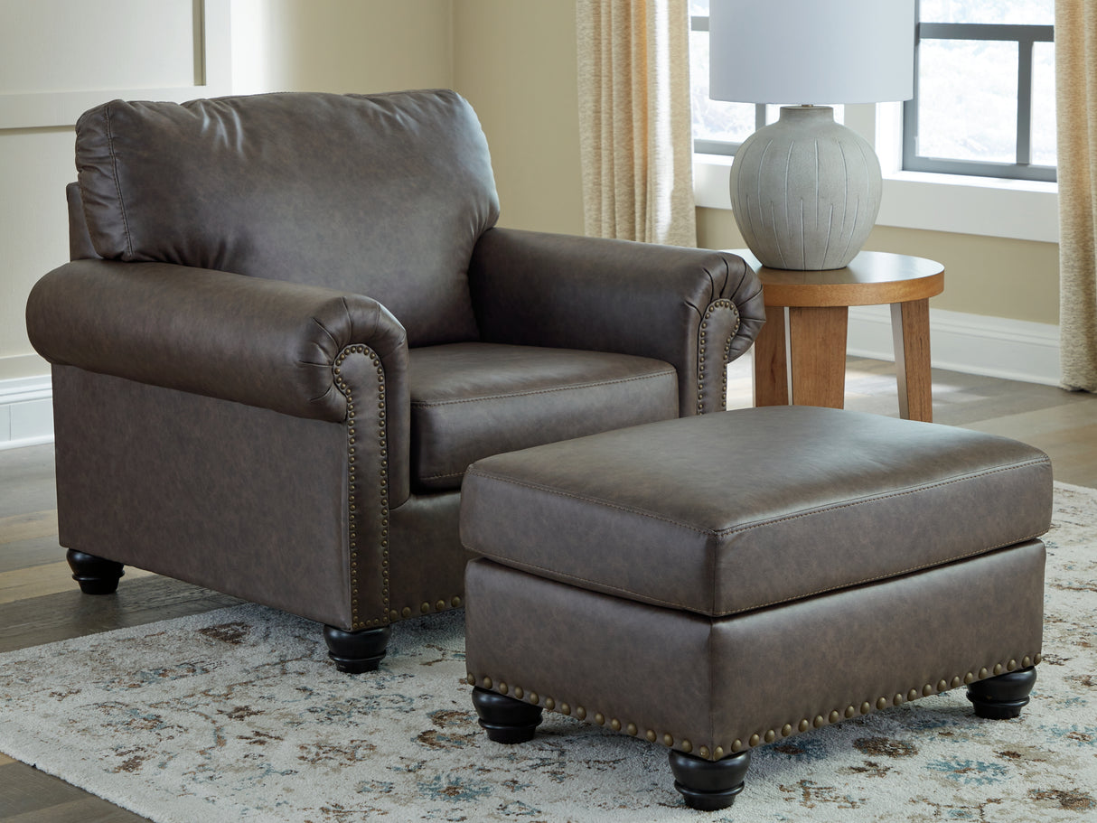 Roxmere Chair and Ottoman in Umber from Ashley - Luna Furniture