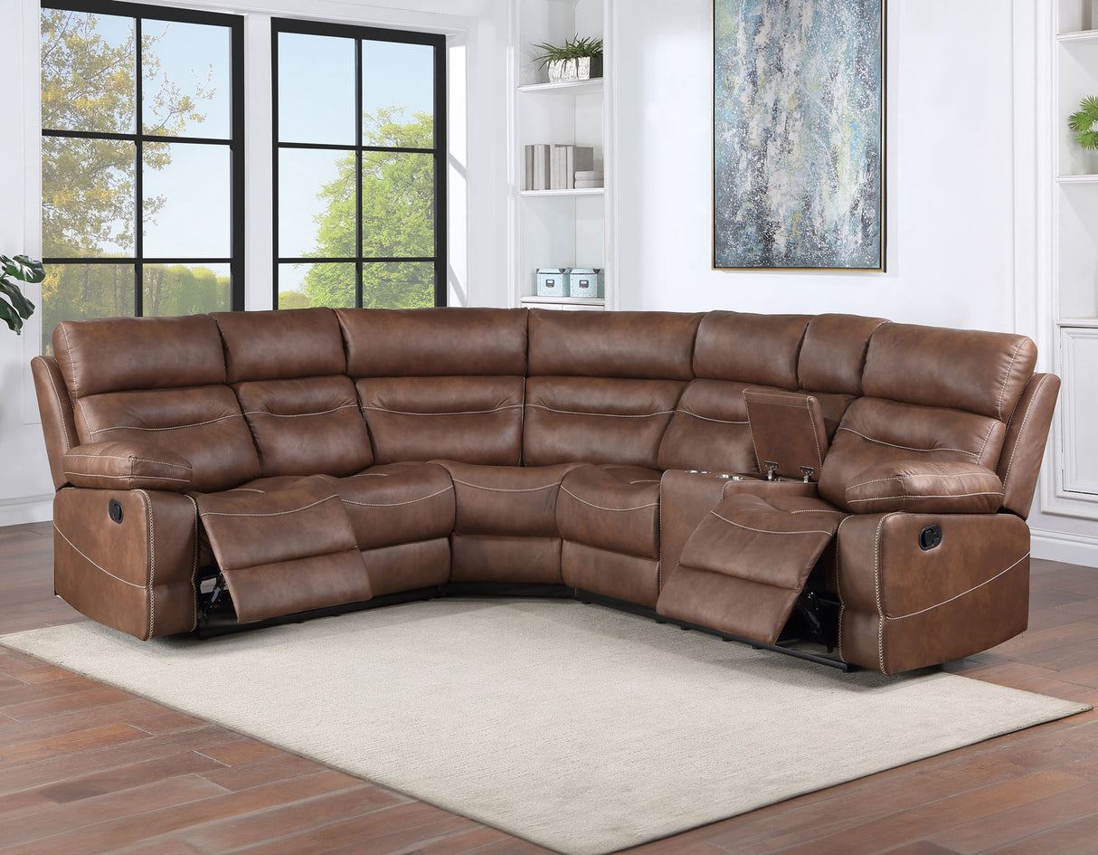 Rudger Chestnut 3-Piece Reclining Sectional from Steve Silver - Luna Furniture