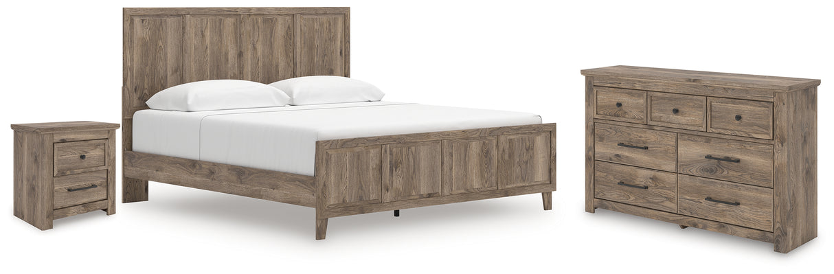 Rusticott King Panel Bed with Dresser and Nightstand in Brown from Ashley - Luna Furniture