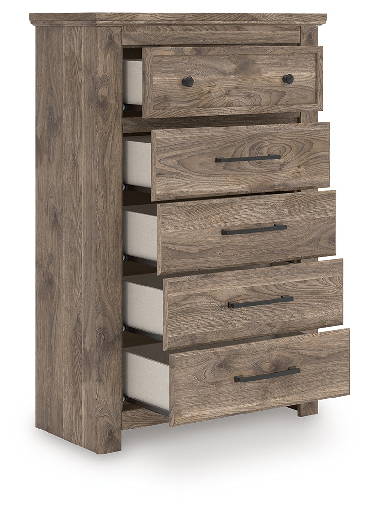 Rusticott Queen Panel Bed with Dresser and Chest in Brown from Ashley Furniture - Luna Furniture
