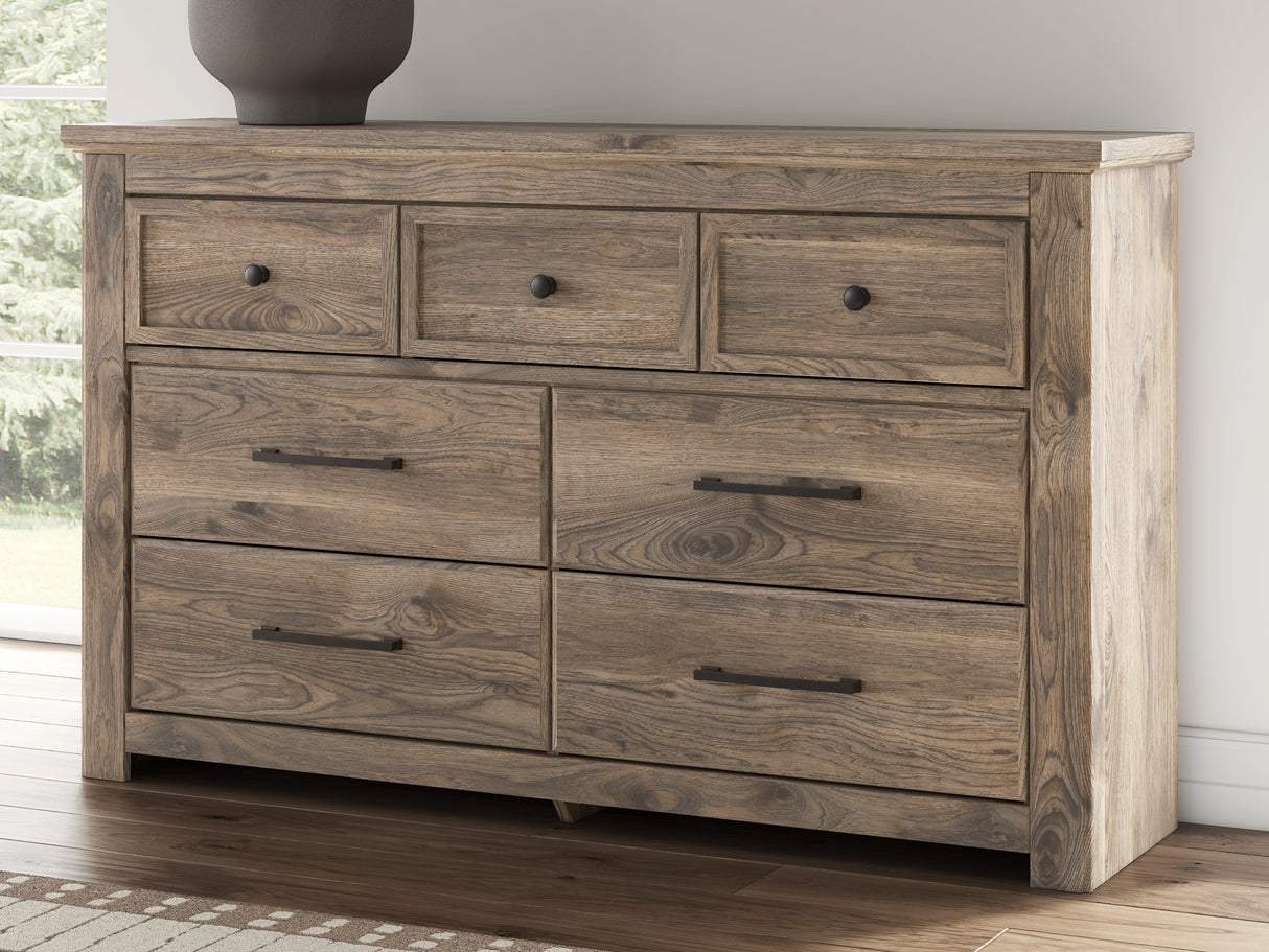 Rusticott Queen Panel Bed with Dresser and Chest in Brown from Ashley Furniture - Luna Furniture
