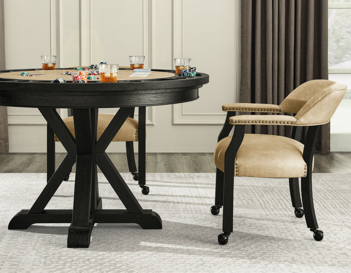 Rylie 6-Piece Game Dining Set, Black Finish from Steve Silver - Luna Furniture