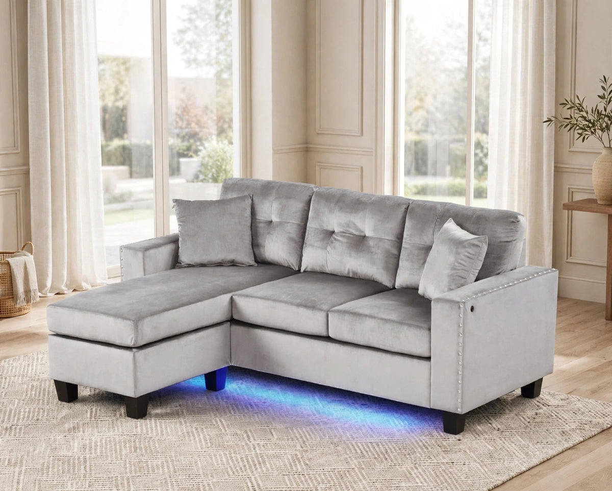 Messi Grey Reversible Sofa Chaise from Happy Homes - Luna Furniture
