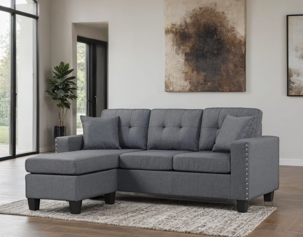 Cris Gray Reversible Sectional from Happy Homes - Luna Furniture