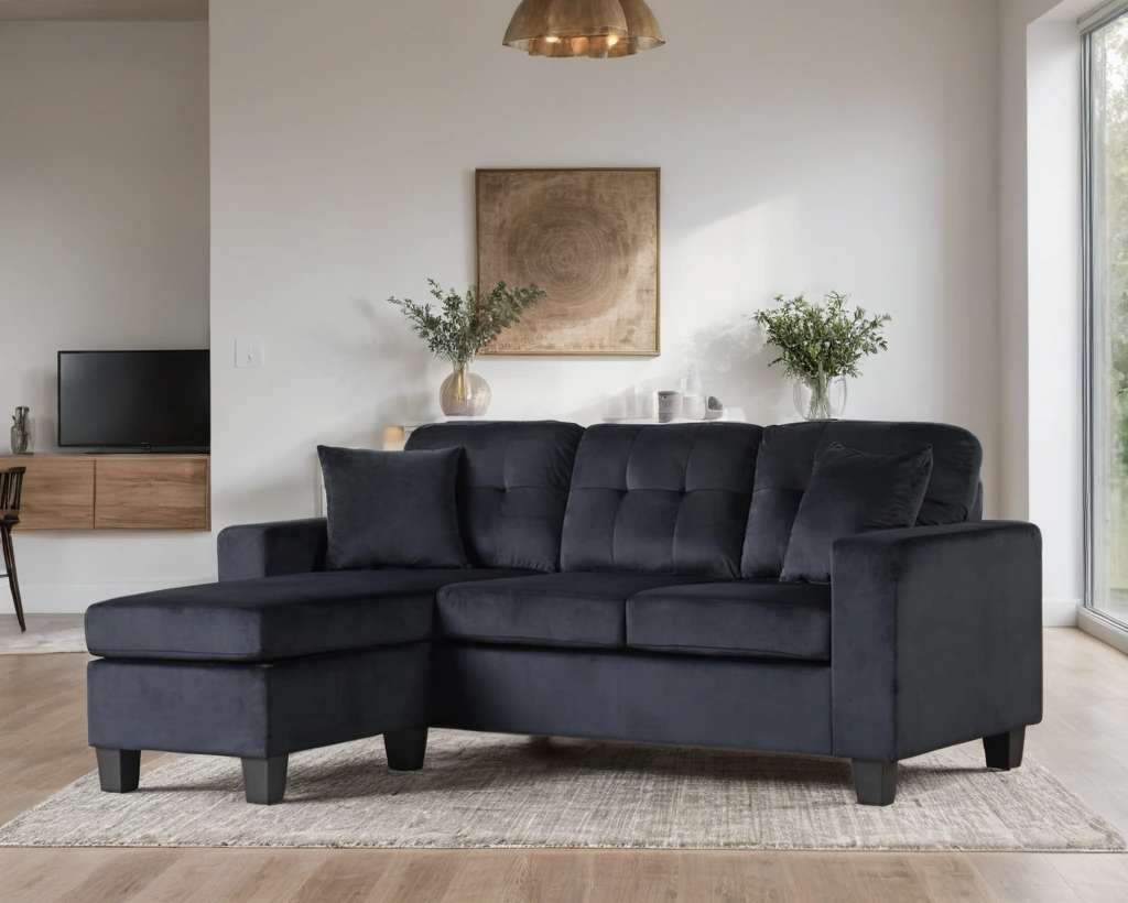 Cris Black Reversible Sectional from Happy Homes - Luna Furniture