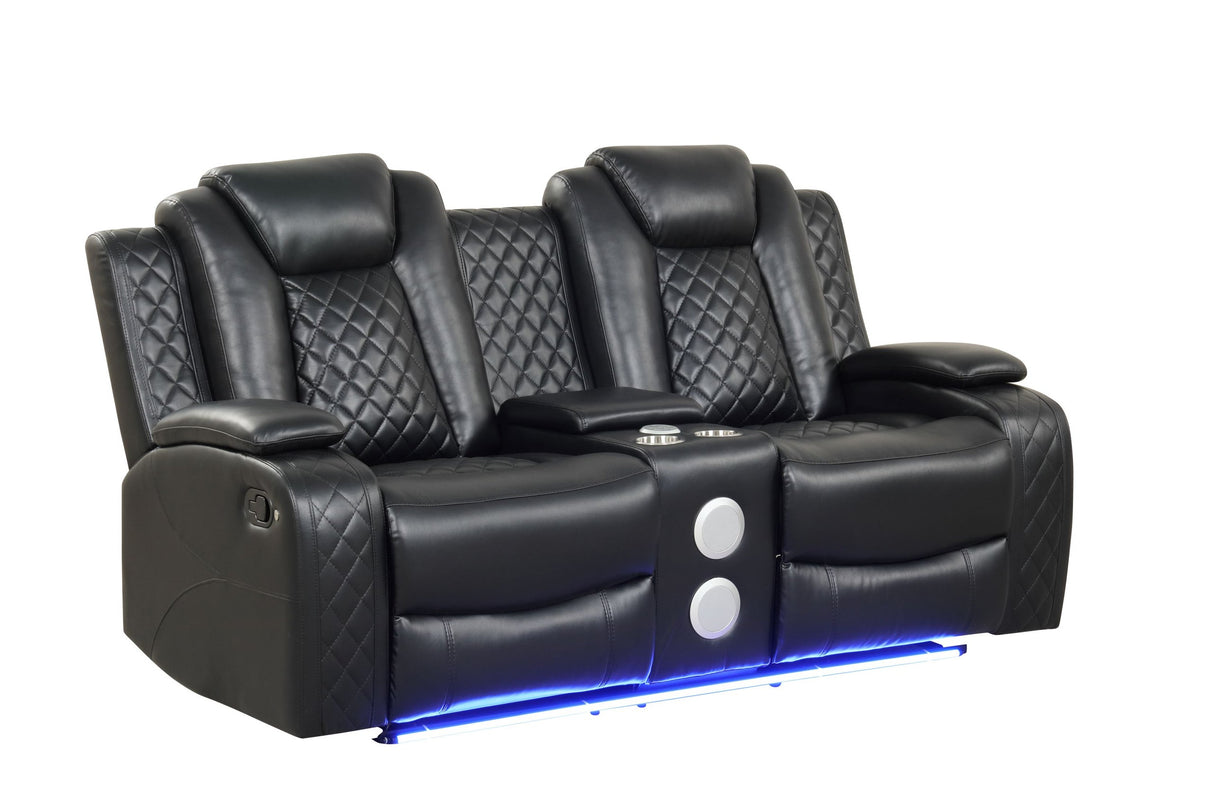 Luz Black 3-Piece Reclining Set from Happy Homes - Luna Furniture