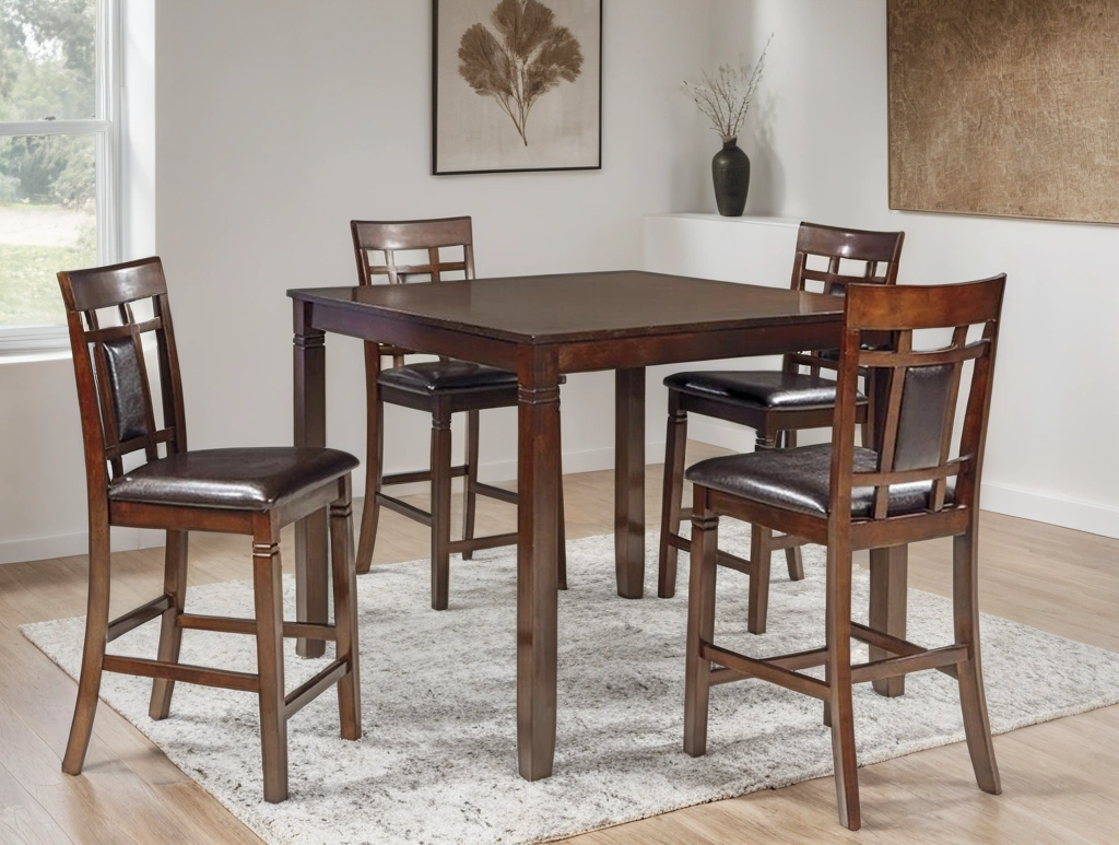 Sunset Cappuccino Counter Height Set (Table & 4 Chairs) from Happy Homes - Luna Furniture