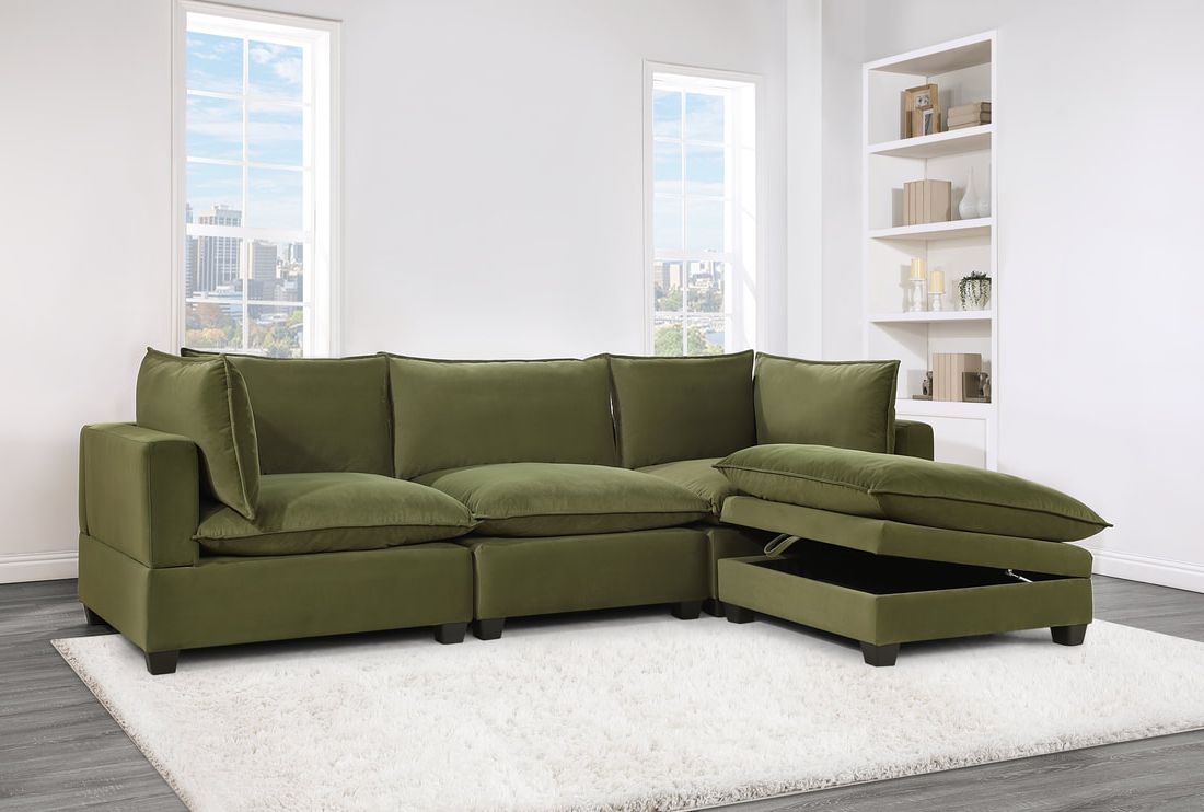Cloud Olive Velvet 4-Piece Modular Sectional from Happy Homes - Luna Furniture