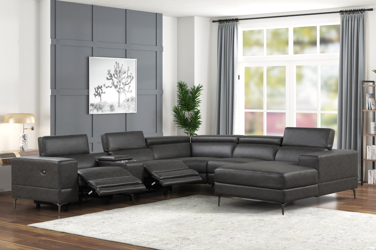 Milano Gray 6-Piece Power Reclining Sectional from Happy Homes - Luna Furniture