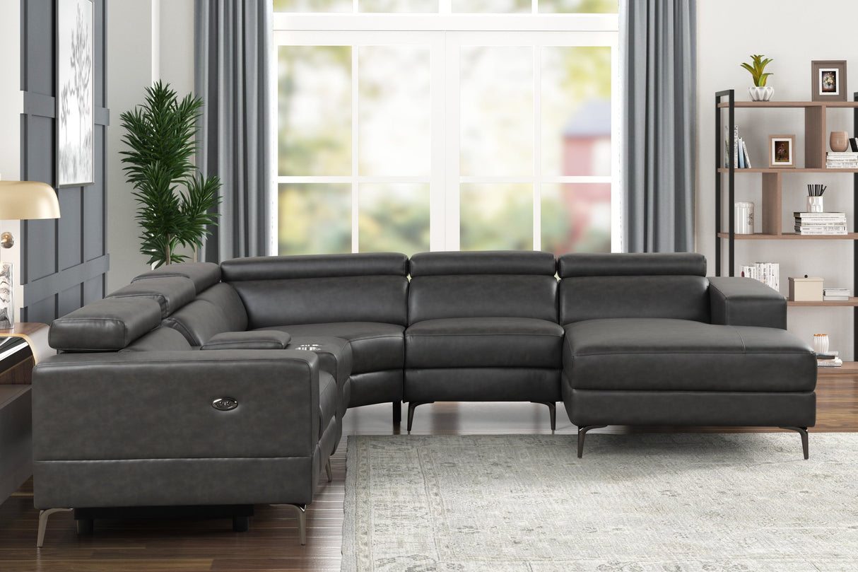 Milano Gray 6-Piece Power Reclining Sectional from Happy Homes - Luna Furniture