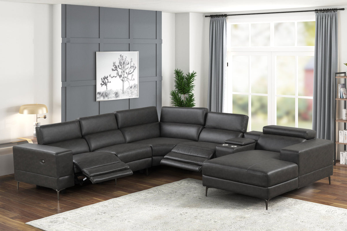 Milano Gray 6-Piece Power Reclining Sectional from Happy Homes - Luna Furniture