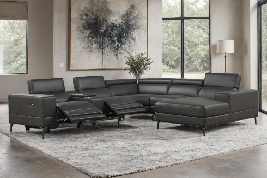Milano Gray 6-Piece Power Reclining Sectional from Happy Homes - Luna Furniture