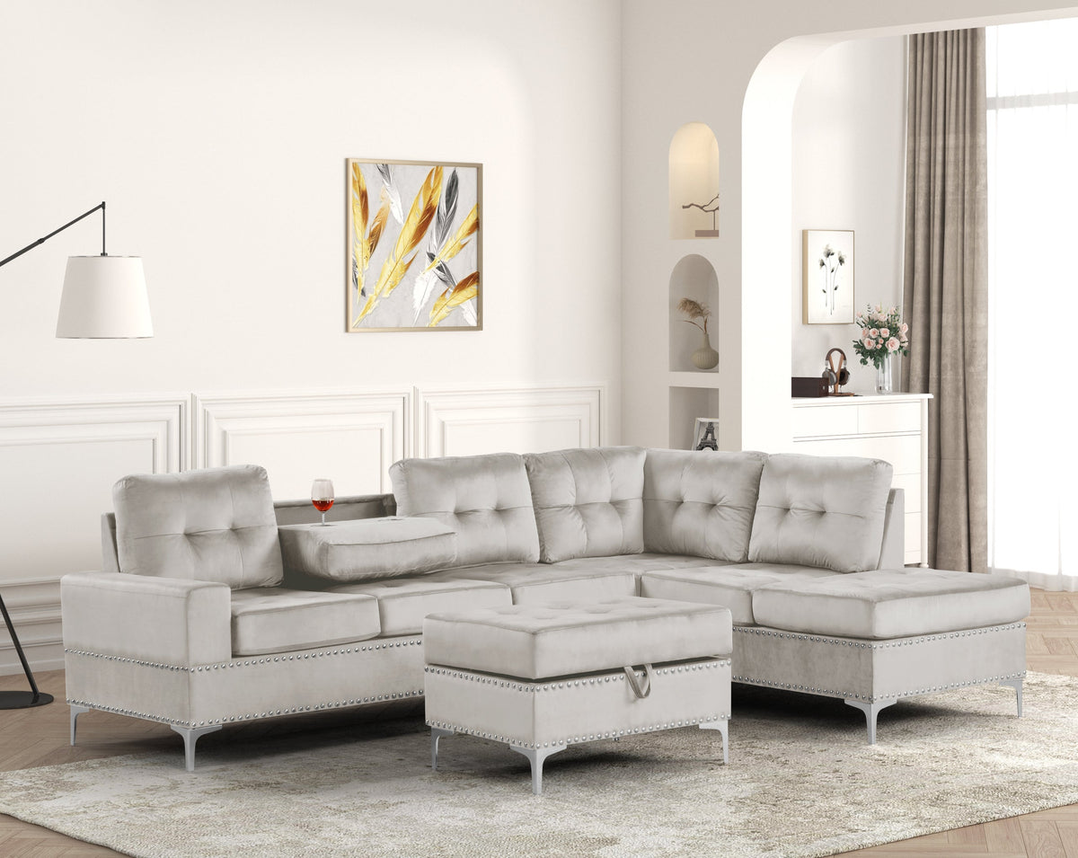 Anserra Gray Reversible Sectional with Ottoman from Happy Homes - Luna Furniture