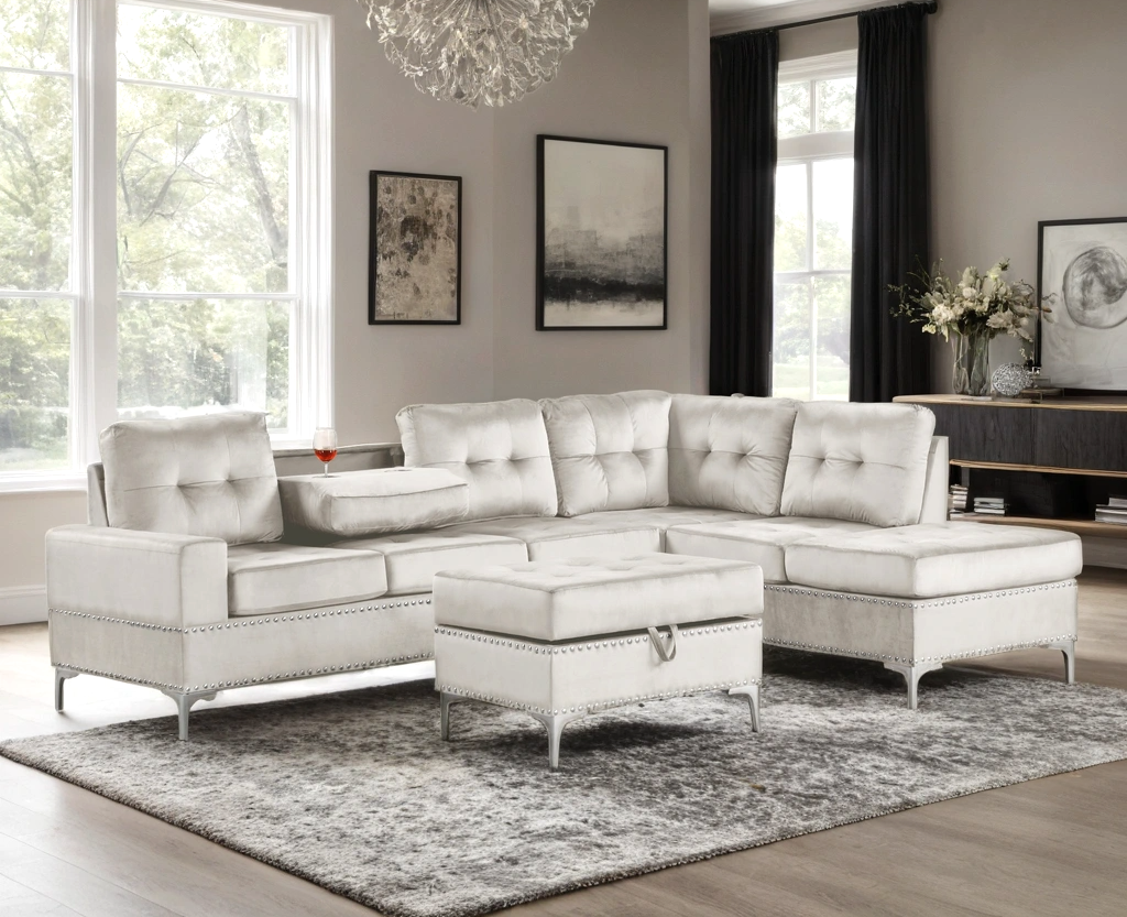 Anserra Gray Reversible Sectional with Ottoman from Happy Homes - Luna Furniture