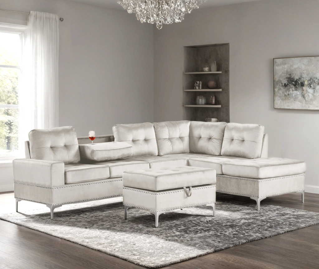 Anserra Gray Reversible Sectional with Ottoman from Happy Homes - Luna Furniture