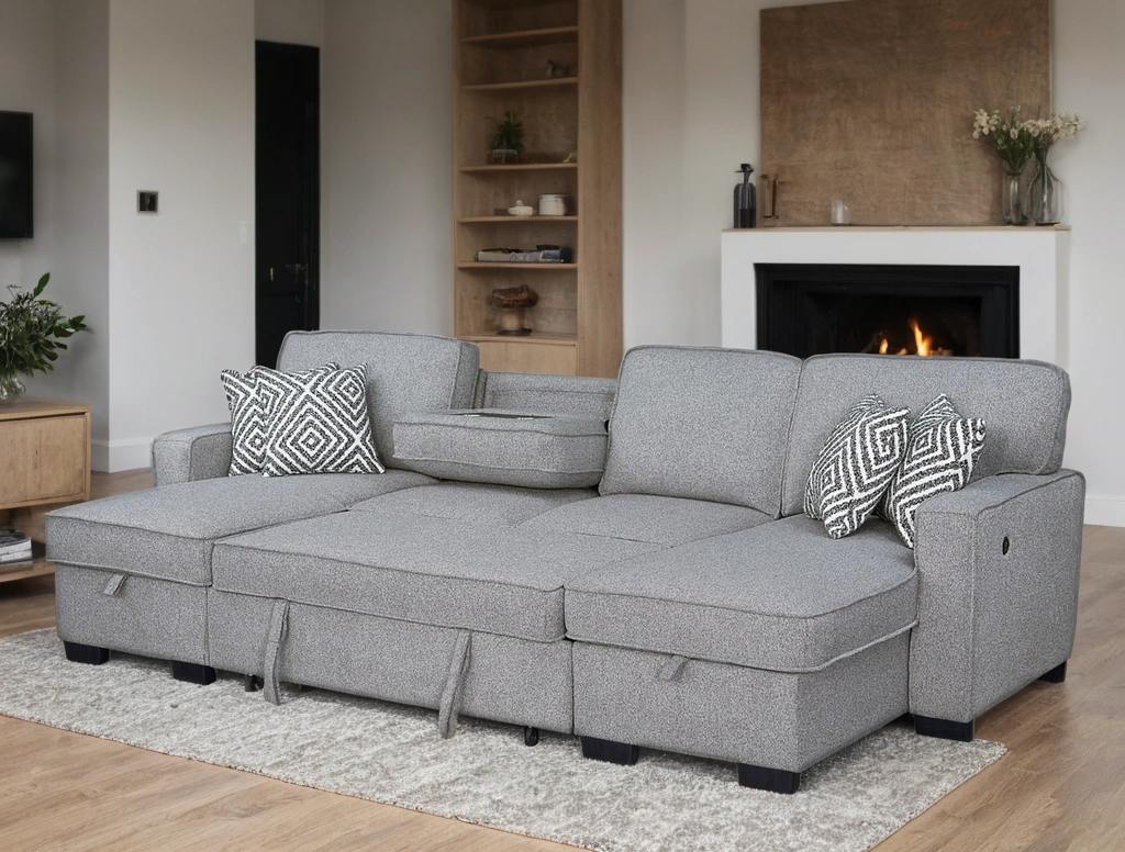 Sahara Gray Double Storage Chaise Sectional from Happy Homes - Luna Furniture