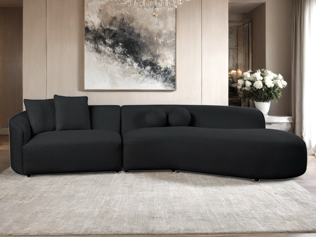 Mia Black Curved Sectional from Happy Homes - Luna Furniture