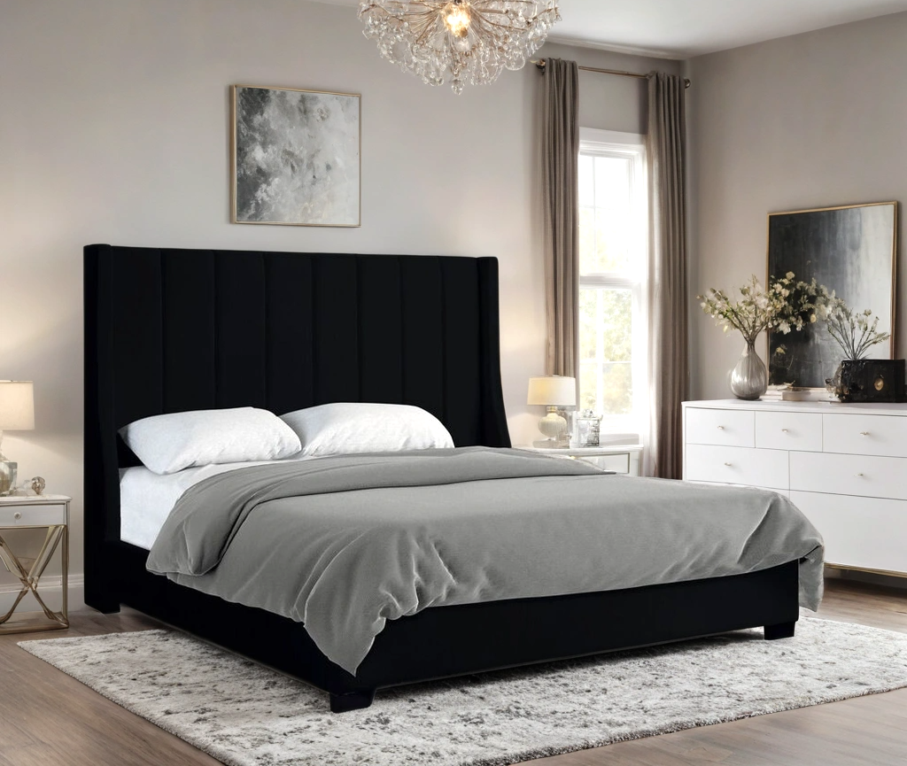 Herald Black King Upholstered Bed from Happy Homes - Luna Furniture