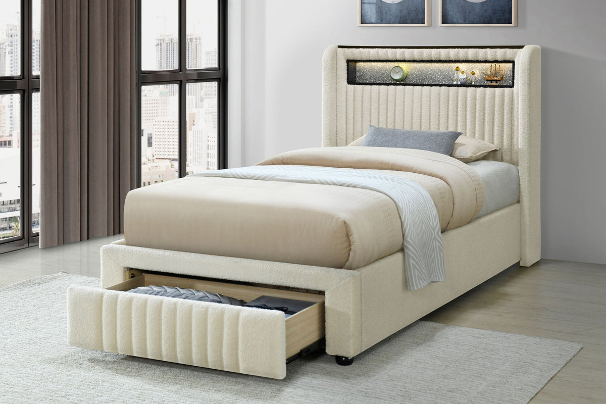 Cupid Beige Full Storage Platform Bed from Happy Homes - Luna Furniture
