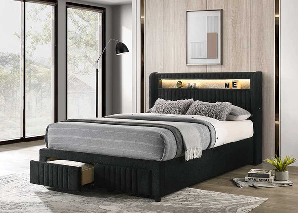 Cupid Black Full Storage Platform Bed