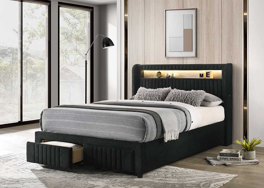 Cupid Black Twin Storage Platform Bed from Happy Homes - Luna Furniture