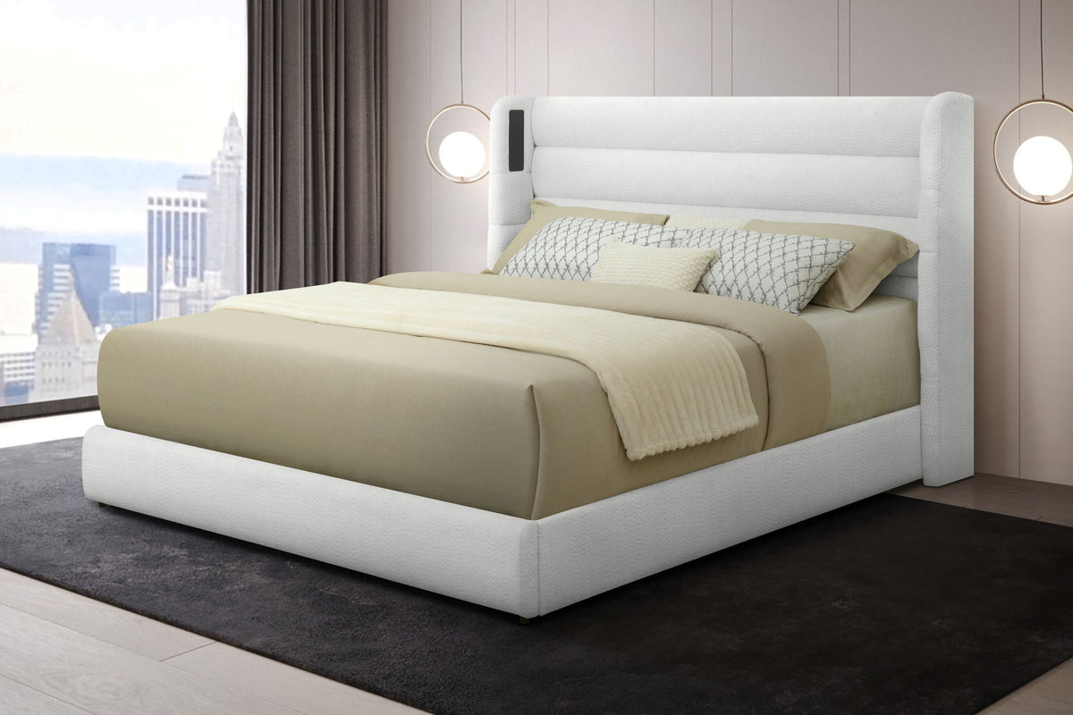 Hero White Queen Platform Bed with Bluetooth Speaker from Happy Homes - Luna Furniture
