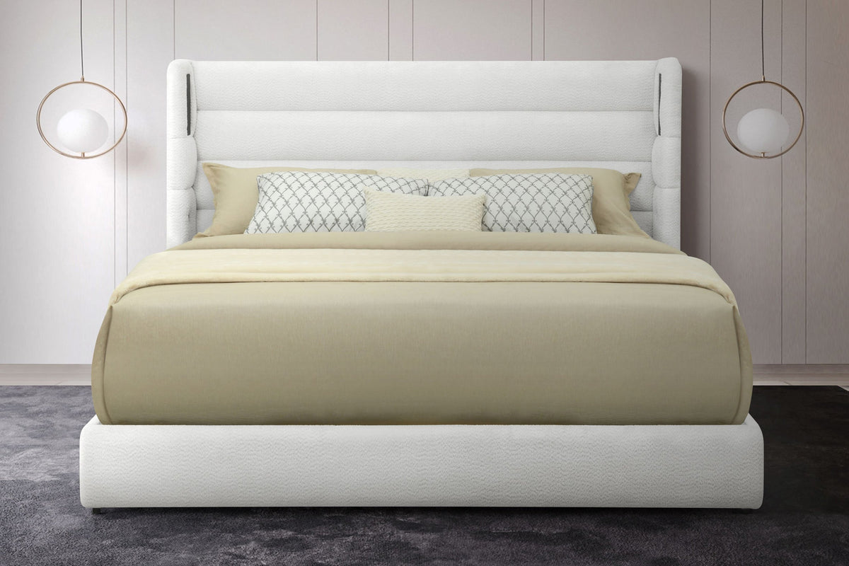 Hero White Queen Platform Bed with Bluetooth Speaker from Happy Homes - Luna Furniture