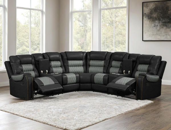 Jordon Black/Gray Reclining Sectional