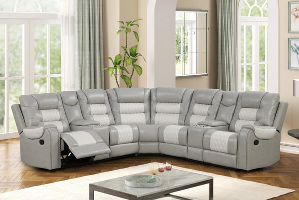 Jordon Gray/White Reclining Sectional