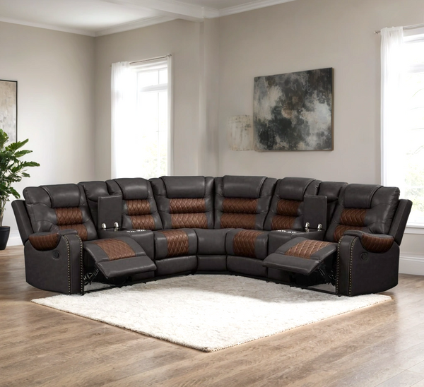 Jordon Two-Tone Brown Reclining Sectional
