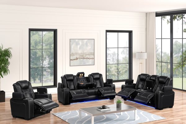 Stefano Black 3-Piece Reclining Living Room Set