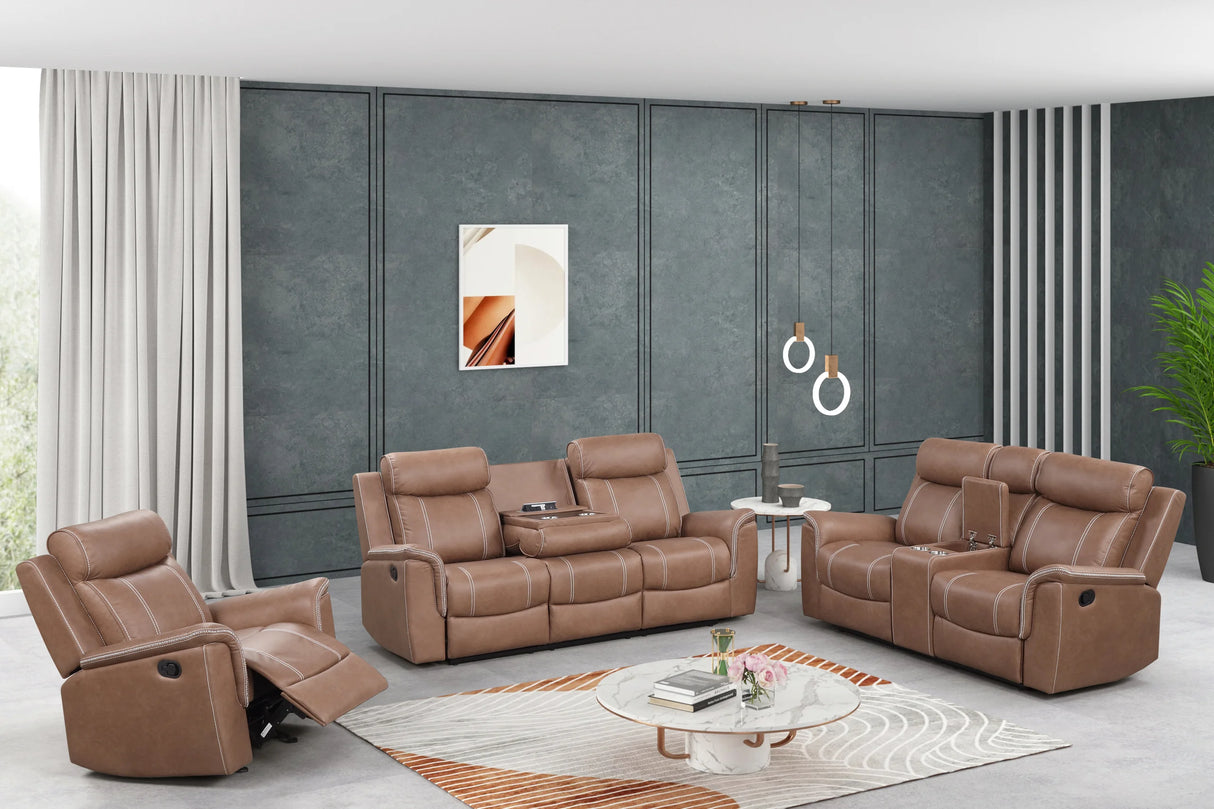 Sofia Brown 3-Piece Reclining Set from Happy Homes - Luna Furniture