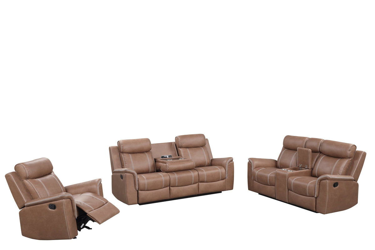 Sofia Brown 3-Piece Reclining Set from Happy Homes - Luna Furniture