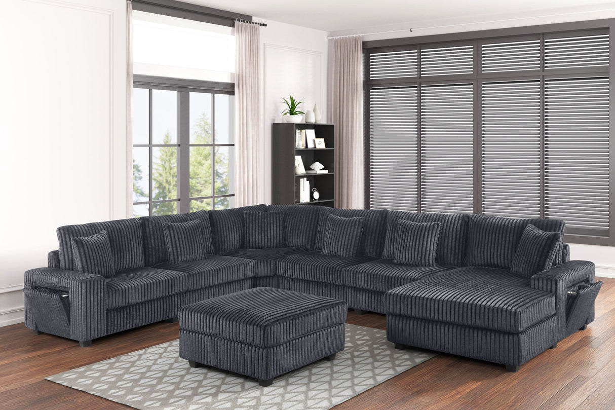 Bazoka Charcoal 7-Piece Sectional with Ottoman from Happy Homes - Luna Furniture