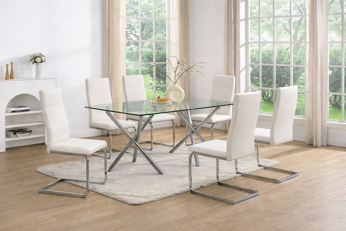 Chełmno White Glass Top 7-Piece Dining Set from Happy Homes - Luna Furniture