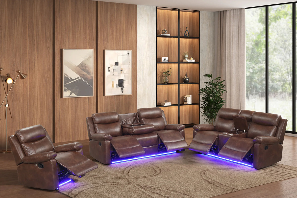 Isabel Brown 3-Piece Reclining Set from Happy Homes - Luna Furniture